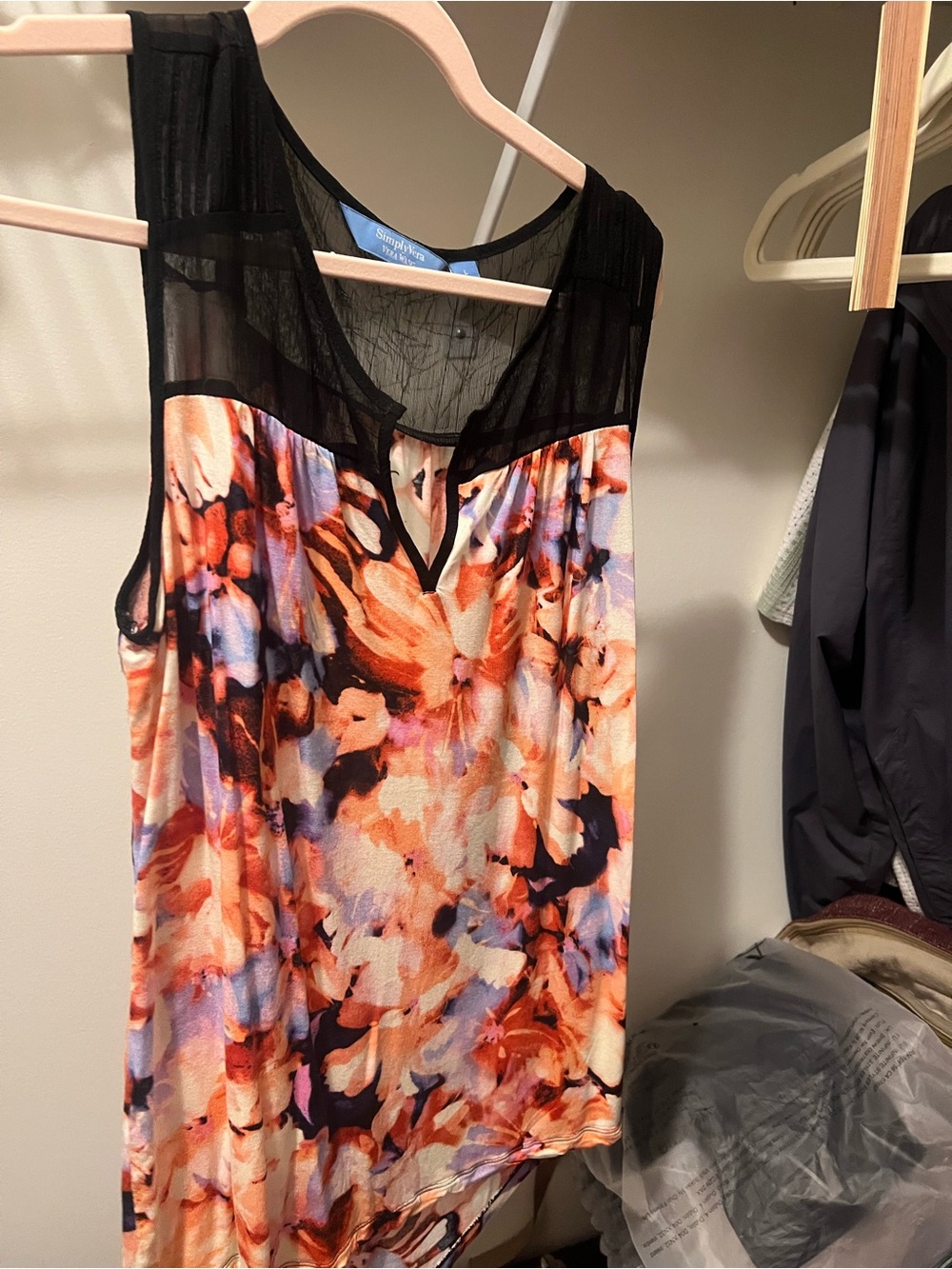 Simply Vera Vera Wang Black Floral Print Sleeveless Camisole